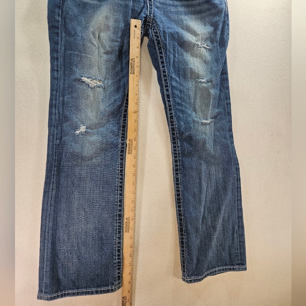 BKE Aiden 33R Distressed Bootcut Jeans Blue - Picture 8 of 8